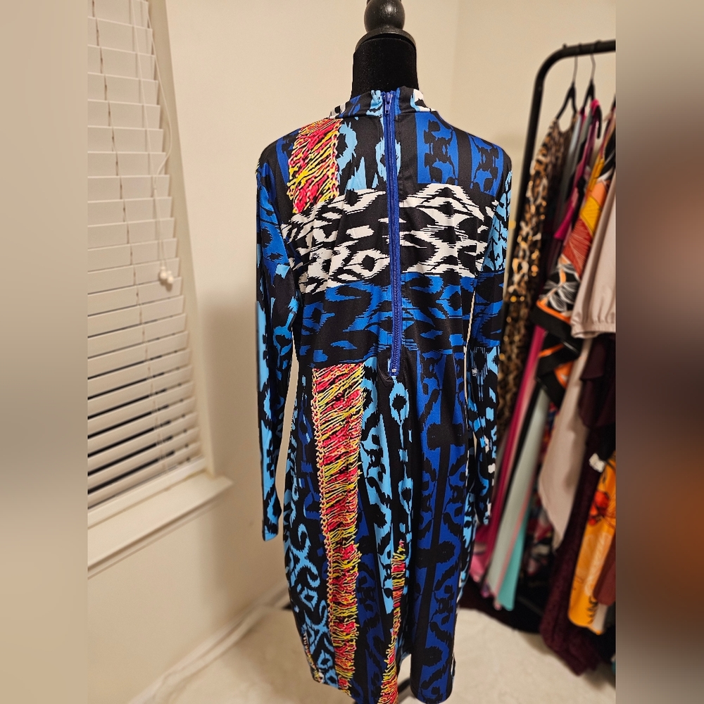 Mixed print body con dress